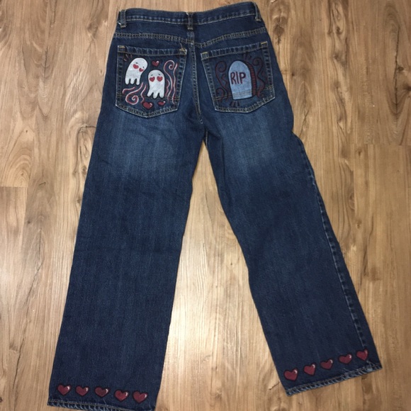 🕯💌”Ghostly” Reworked Jeans!! - Picture 3 of 4